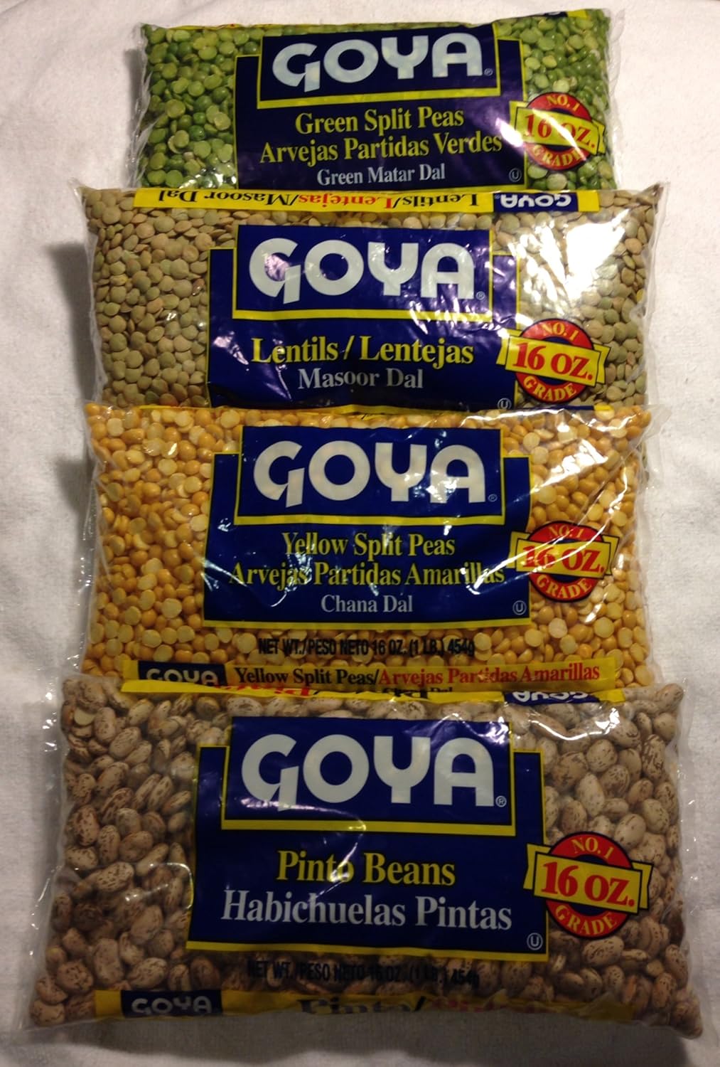 GOYA Dried Lentils, Pinto Beans, Yellow Split Peas & Green Split Peas Variety