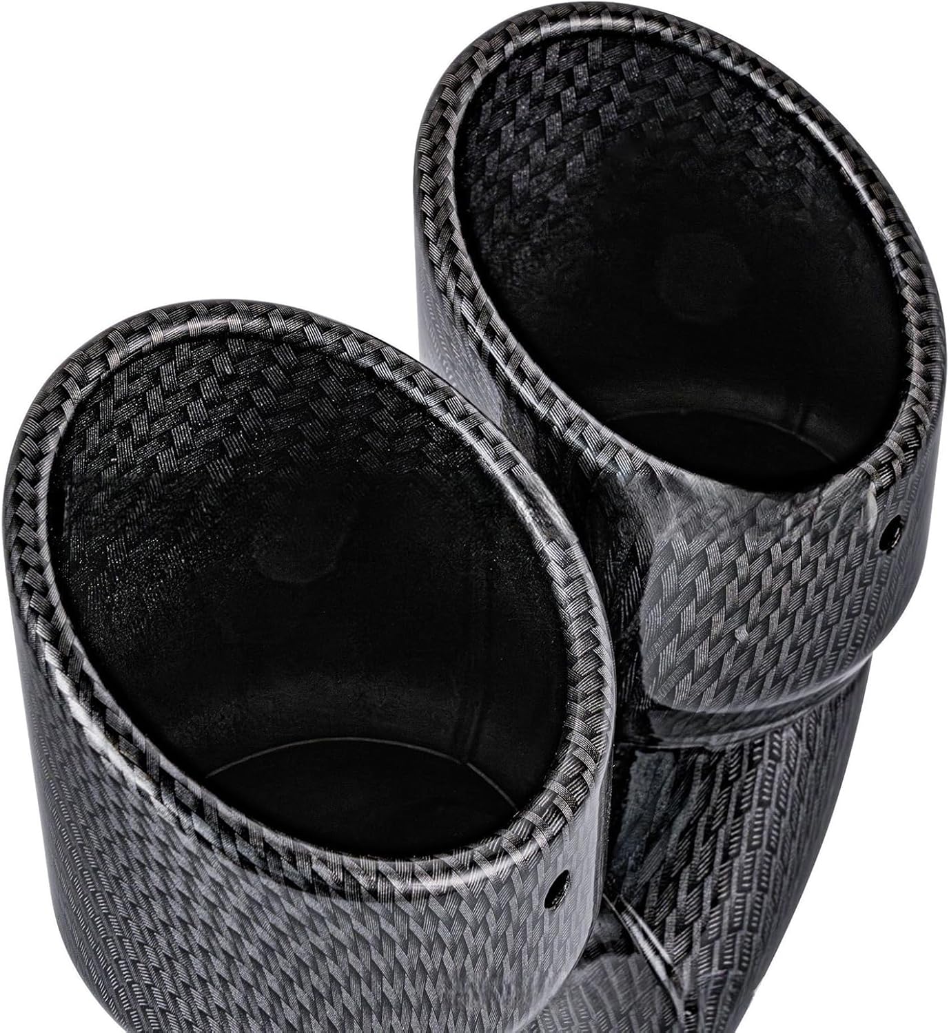 Vechkom 60mm/2.36" Inlet Dual Black Exhaust Tips Stainless Steel Car Tail Pipe Car Muffler Adjustable for Most Vehicles Exterior Tip Pipe Fit for 1.5"-2.36" Tube (Straight Black Carbon Fibre Pattern)