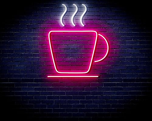ADVPRO Taza de café Tienda Flex Silicona LED Neon Sign Blanco y Rosa st16s33-fnu0041-wk