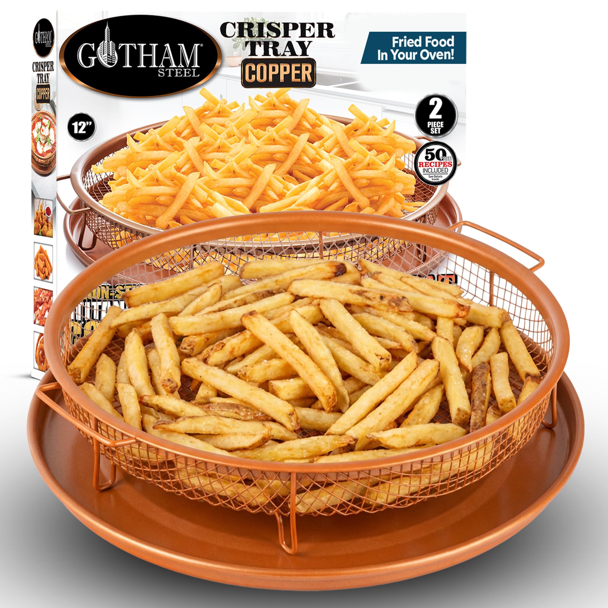 GOTHAM STEEL 2 Piece Copper Air Fryer Tray (Round)