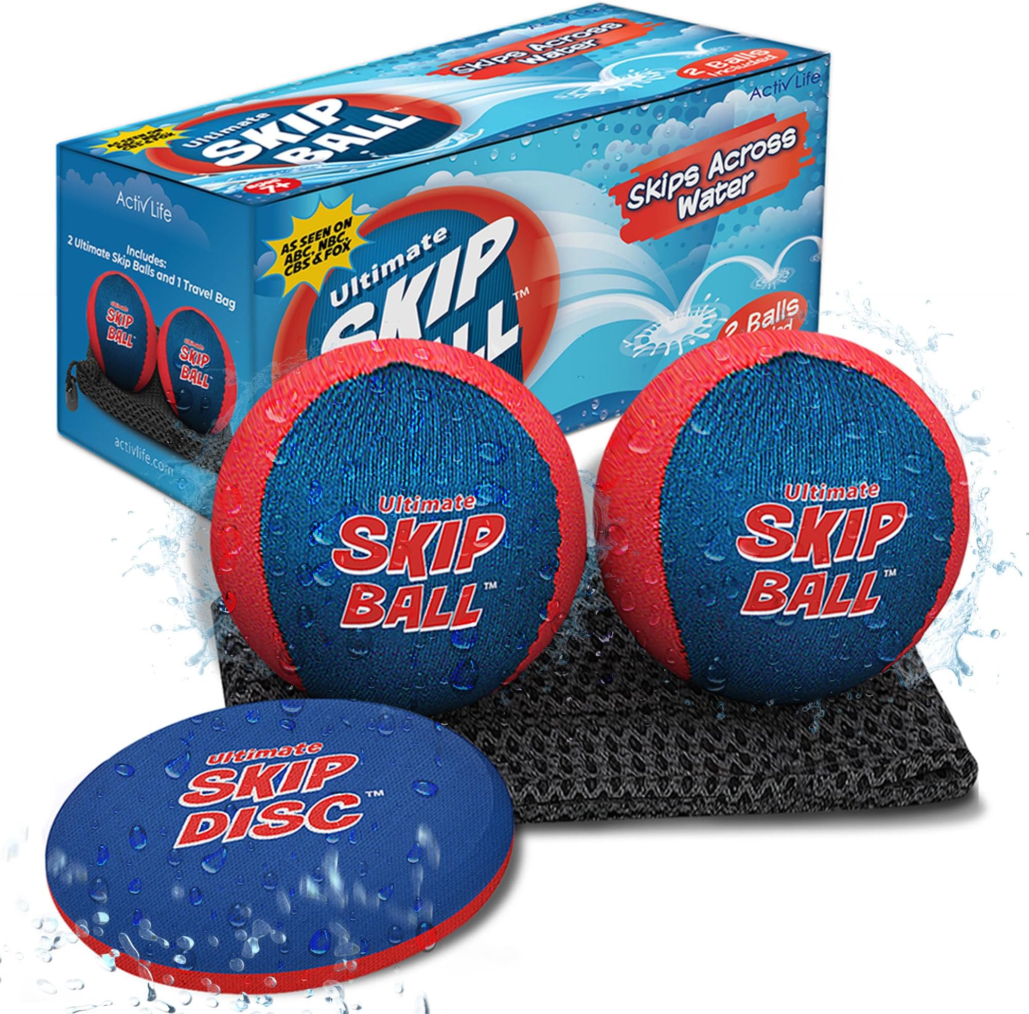 Ultimate Skip Ball - Water Bounce Ball (2 Pack + Free Skip Disc) Create lasting memories with friends and family at the beach, lake or pool - Perfect for all ages