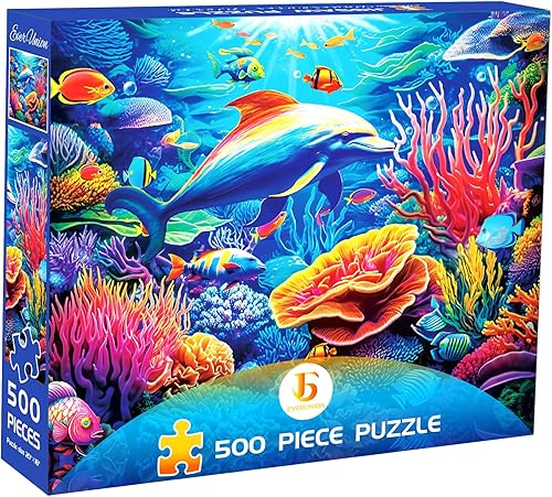 Rompecabezas para adultos de 500 piezas, vida oceánica del mundo submarino, rompecabezas de EVERUNION para adultos y niños, rompecabezas de