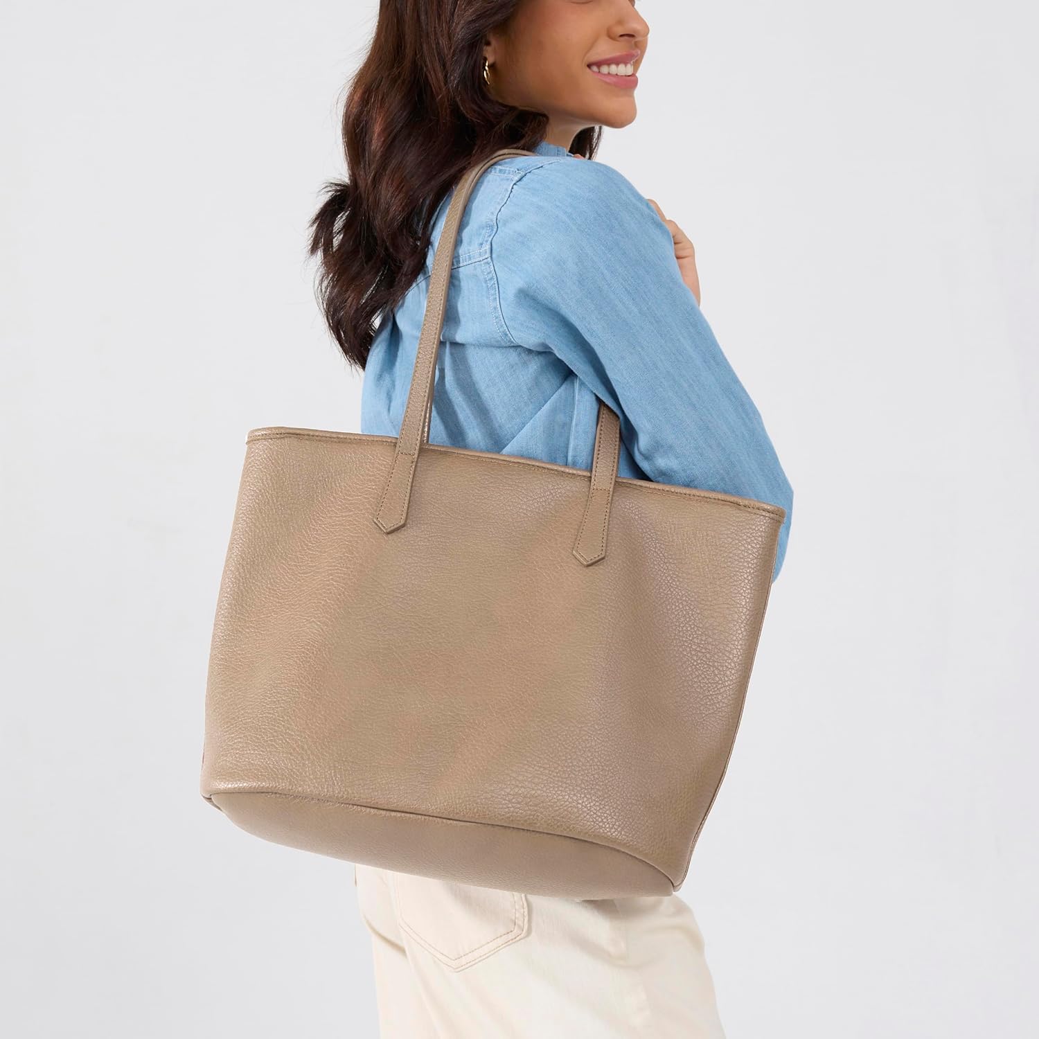 Zipper Tote Bag for Women Soft Vegan Leather Handbag for Work, Travel & Everyday Use - Image 2