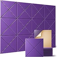 Vista 59 de Sonicism Paquete de 12 paneles acústicos de pared autoadhesivos, paneles de espuma a prueba de sonido de 12 x 12 x 0.4 pulgadas, paneles decorativos