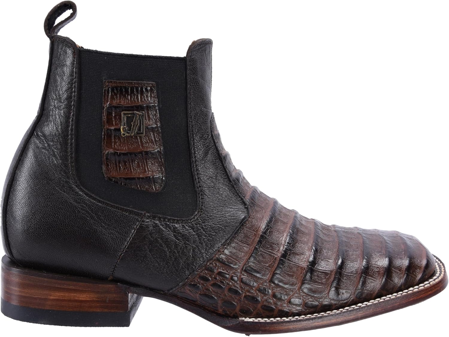Joe boots 728 Tobacco Men’s Western Boots, Square Toe Cowboy Short/Chelsea Boot,Exotic Caiman Print Leather