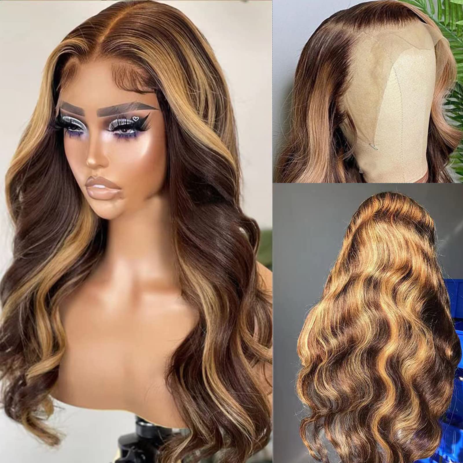 Ombre koronkowa peruka z przodu, ludzkie włosy, 4/27, pasemka miodowy blond 13 x 4 HD, przezroczysta, koronkowa peruka z przodu, wstępnie oskubane, kolorowe, bez kleju, Body Wave frontalne peruki dla