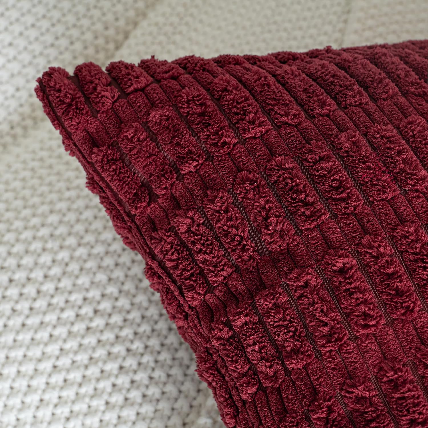 Burgundy Corduroy Lumbar Throw Pillow Covers, 12x20 Pack of 2 image 5