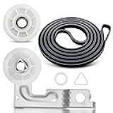 For Maytag MEDE500VW1 MEDC215EW1 MEDB835DW3, Whirlpool Duet WED9150WW1, 9050XW1 WGD9200SQ0 WGD8600YW1 GEW9250PW1 WED9400SW2 WED9200SQ0 Replaces Dryer Idler Pulley With Bracket And Dryer Drive Belt