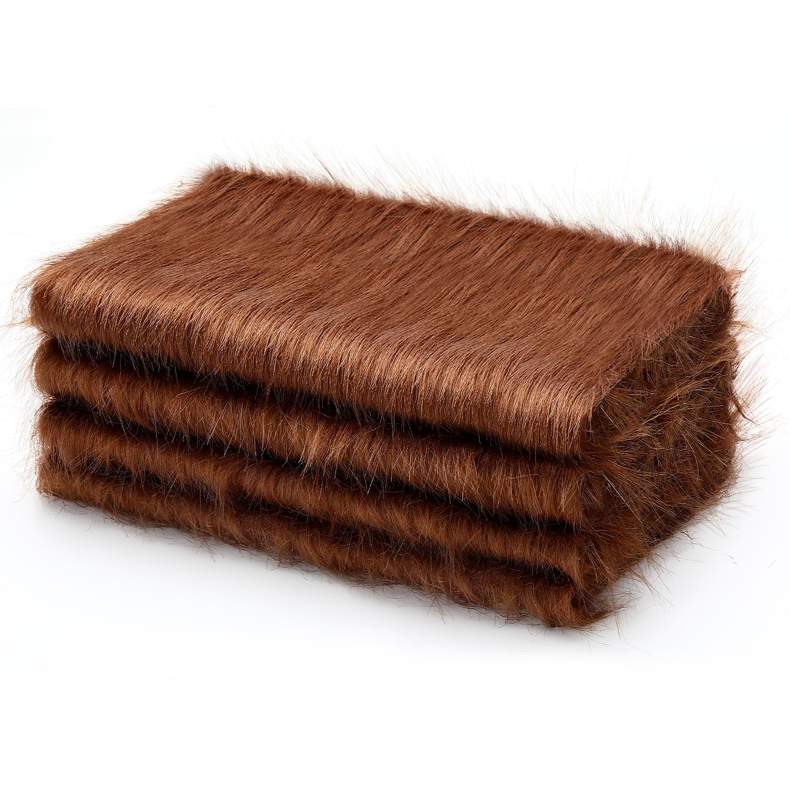 Jetec 4 Pcs Brown Faux Fur 10 x 20 Inch Christmas Faux Fur Fabric Squares Fluffy Halloween Fabric Patches Winter Soft Plush for DIY Craft, Gnomes,