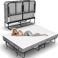 AESOROMO Full Size 75x54 Folding Bed with 5" Memory Foam Mattress - Sturdy Rollaway Guest Bed on Wheels for Adults, Home, Dorm, Office