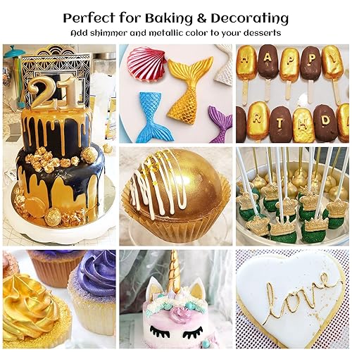 Miniatura 6 de Purpurina comestible para bebidas, brillo de grado alimenticio para cócteles, bebidas de champán, decoración de pasteles, chocolate, fondant (morado)