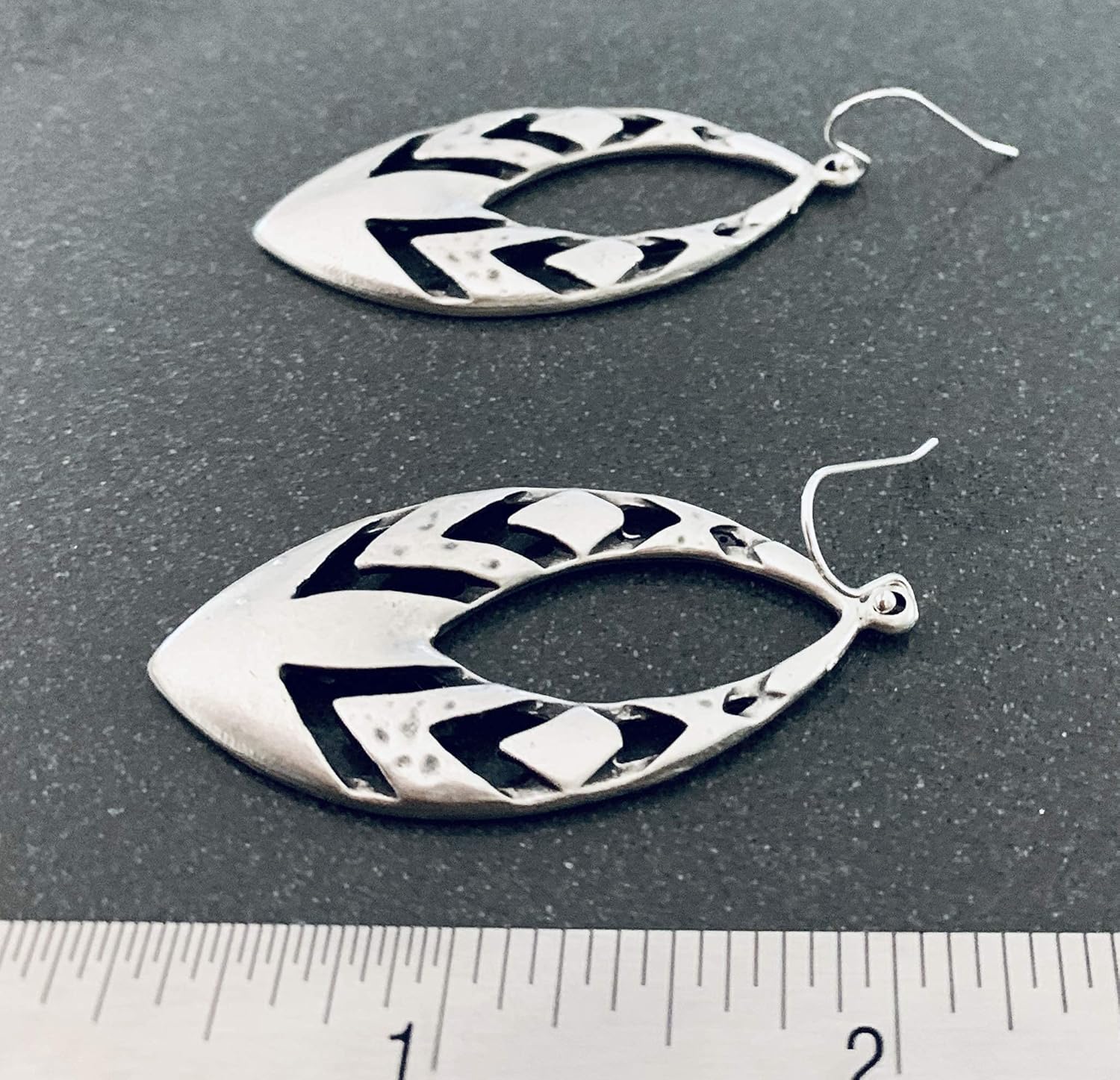 Large Tribal Teardrop on Sterling Silver Earrings Bohemian