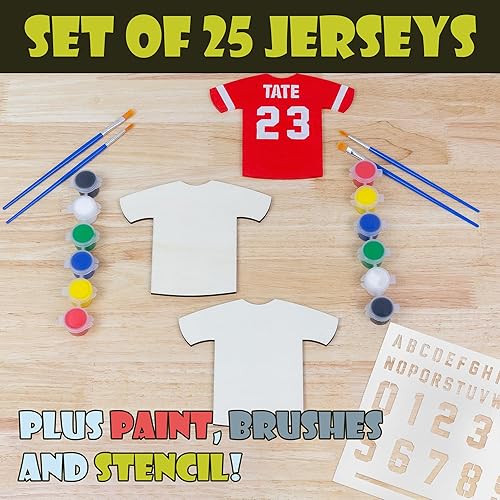 Miniatura 2 de Attatoy Sports - Kit de manualidades de madera para niños (paquete de fiesta) juego de pintura artística para decoración de camiseta deportiva con