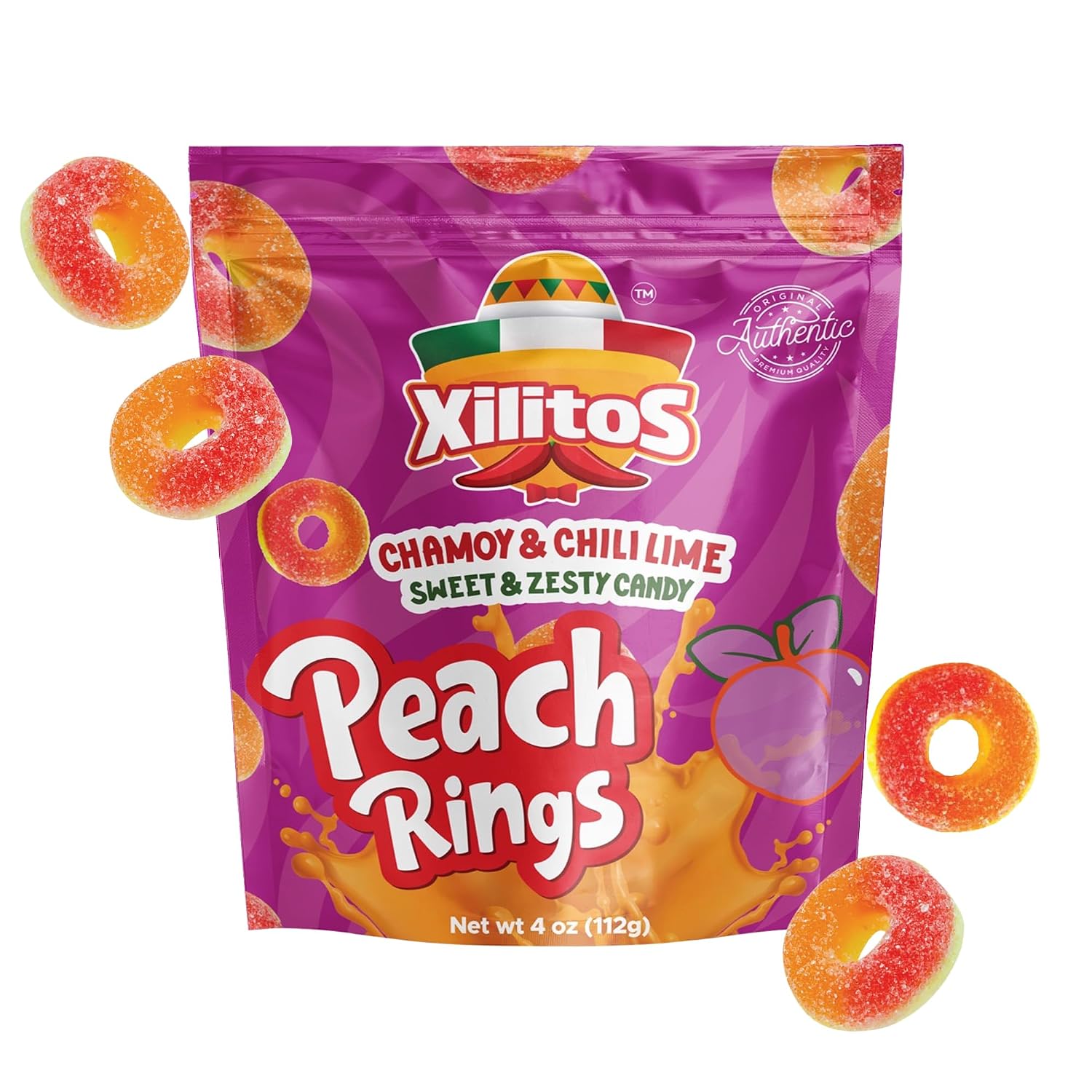 Amazon.com : Mexican Candy Peach Rings Chamoy Candy Gummies, 4 oz ...