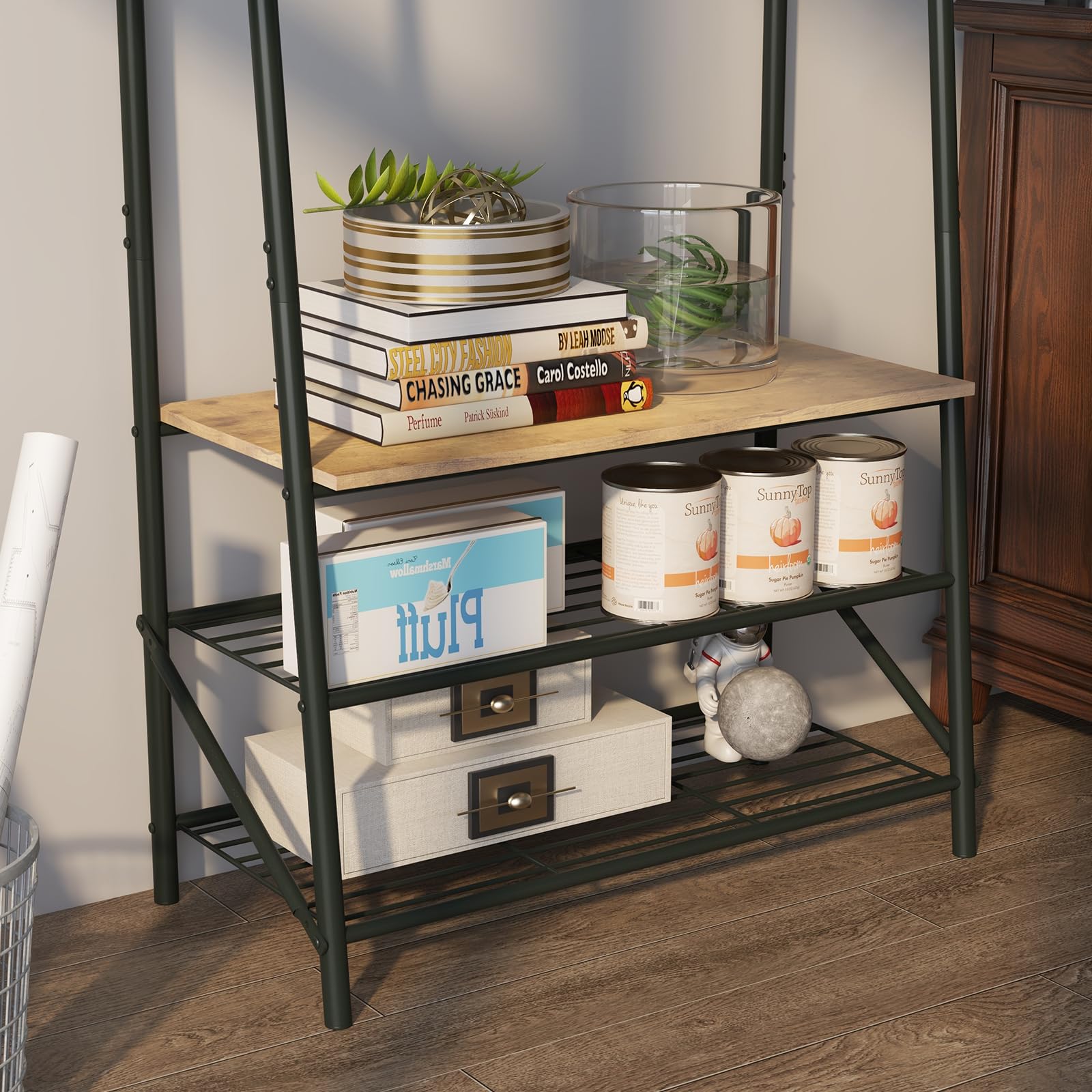 Garvee Perchero Con Zapatero Mueble Recibidor,10 Ganchos Extraíbles, Estructura Metálica Para Entrada, Puerta Principal Y Vestíbulo, Dimensiones 64×29×180 cm