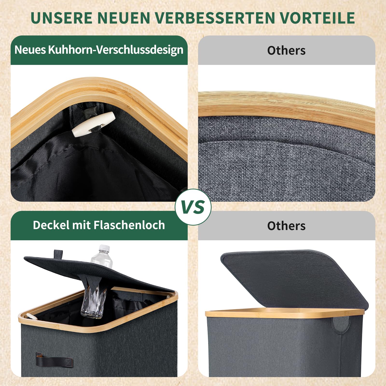 Adeldream 100 liter statiegeldflessen, verzamelcontainer, grote statiegeldflessen, opbergcontainer, lege goederen en oud glas, opslag met softgrip-handgrepen, flessenverzamelaar met gat, keuken