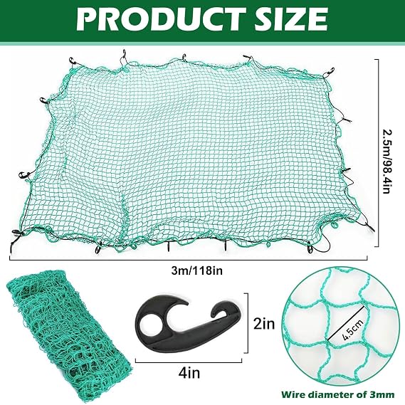 Cargo Nets Heavy Duty, Net Cargo Net for Pickup Truck, Truck Cargo Netting, Roof Rack Cargo Net for Van Trailer Net Tie-Down Mesh Elasticated Polyethylene Bungee Netting for Luggage & Garden- 2.5x3.5M