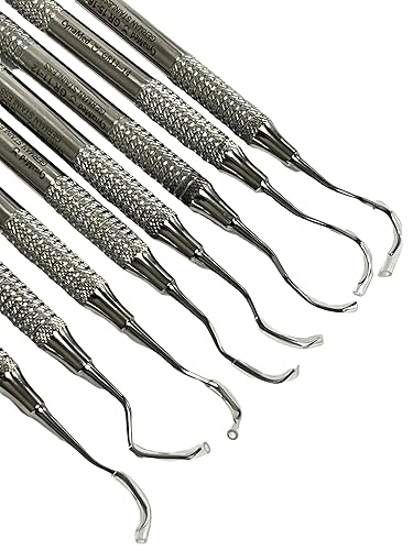 Miniatura 2 de German Dental Gracey Curetas Periodontales 1/2-15/16 Mango Hueco Instrumentos Doble Extremo 7 Piezas Set