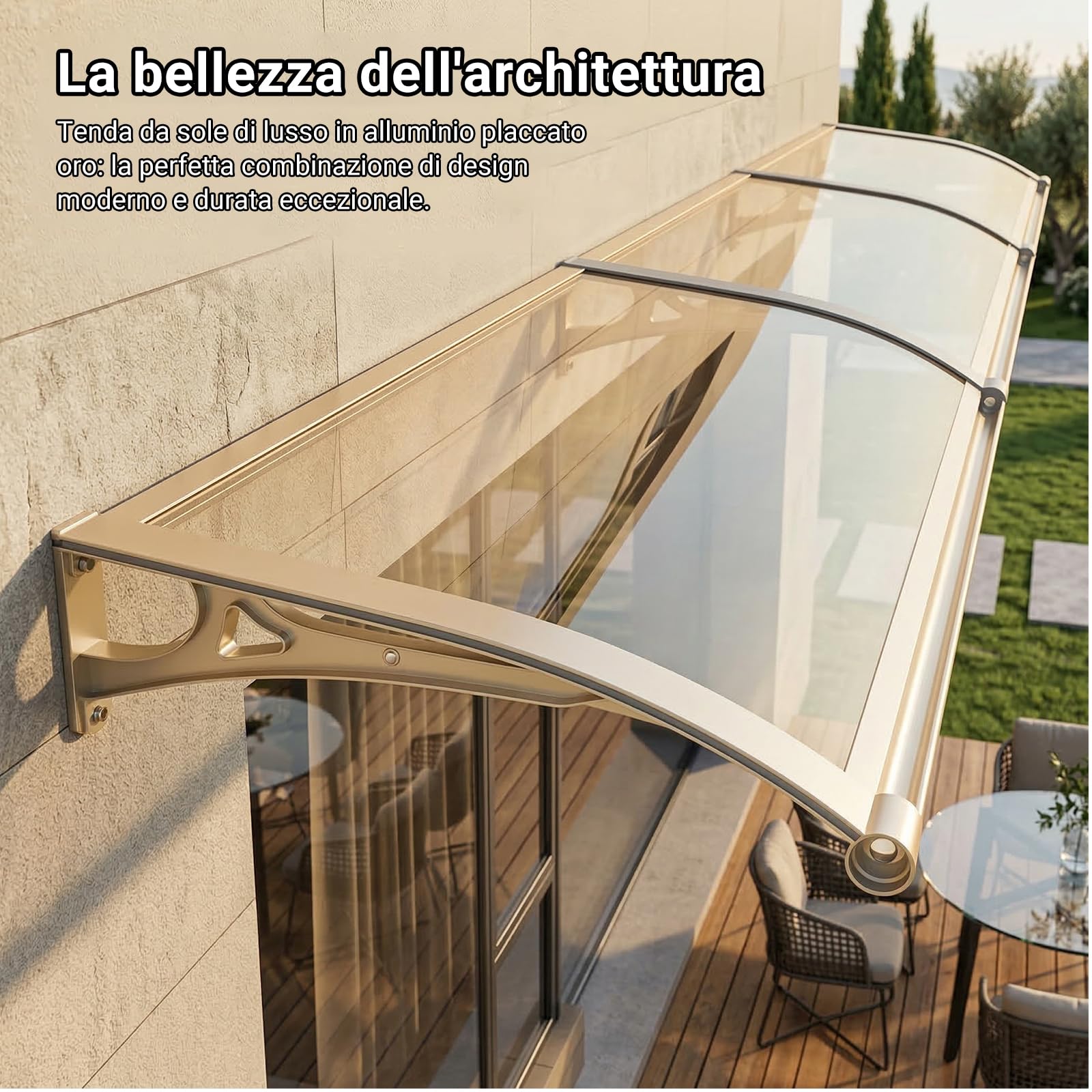 80 x160cm Pensilina da Esterno -Larghezza 60/80/100/120CM Opzionale Tettoia Esterna Ingresso, Pensilina Tettoia in Policarbonato Protezione Uv