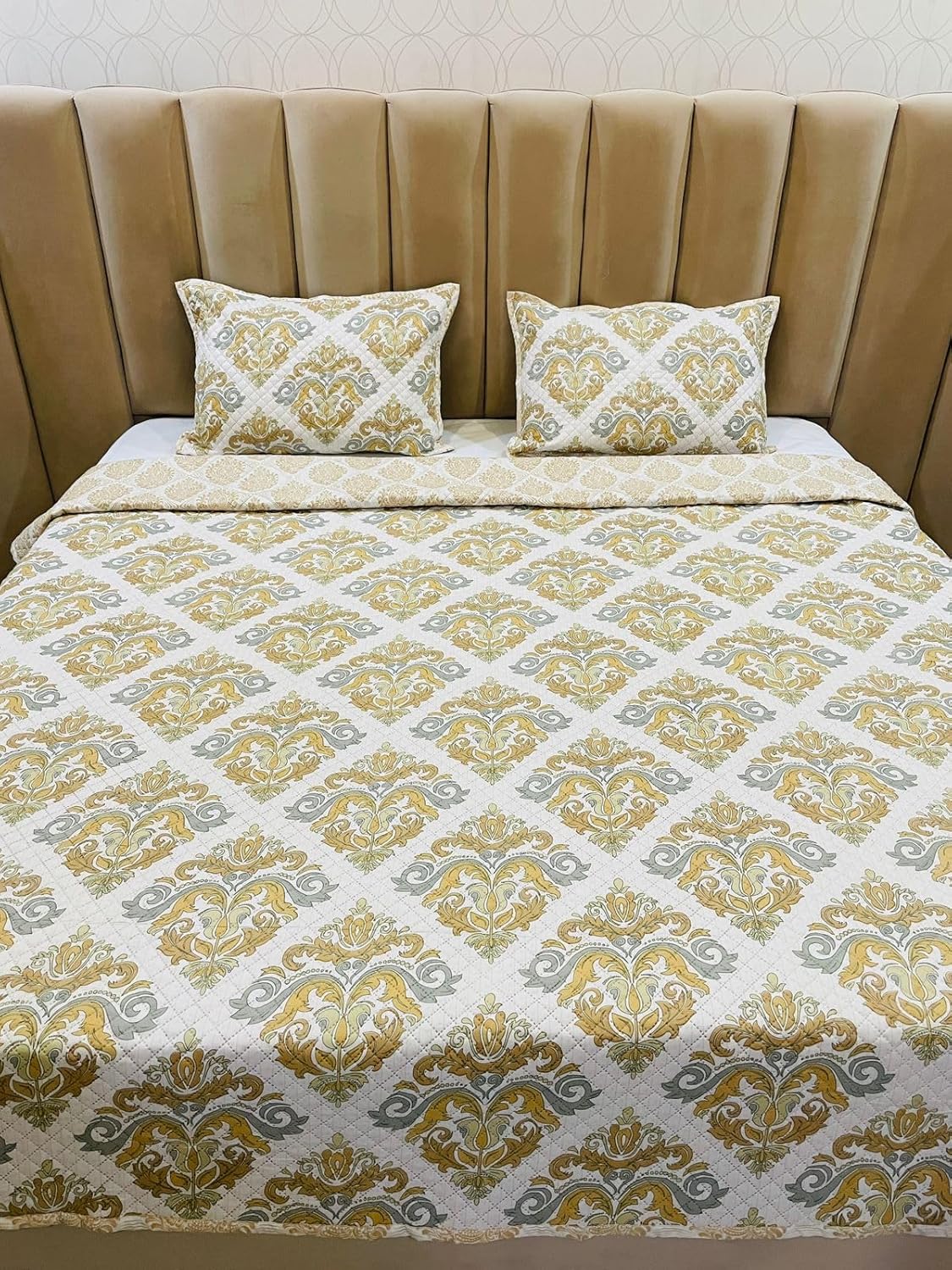 Buy Subtlespreads Premium Cotton Feel Quilted Bedcover for Double Bed