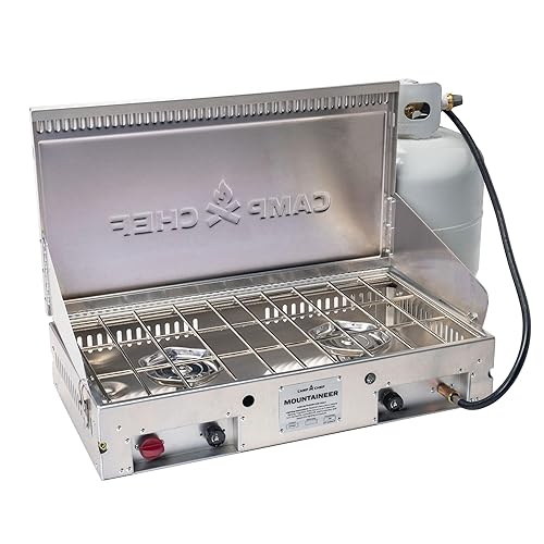 Mountaineer 2-Burner Camp Stove - Portable Aluminum Cooktop with 40,000