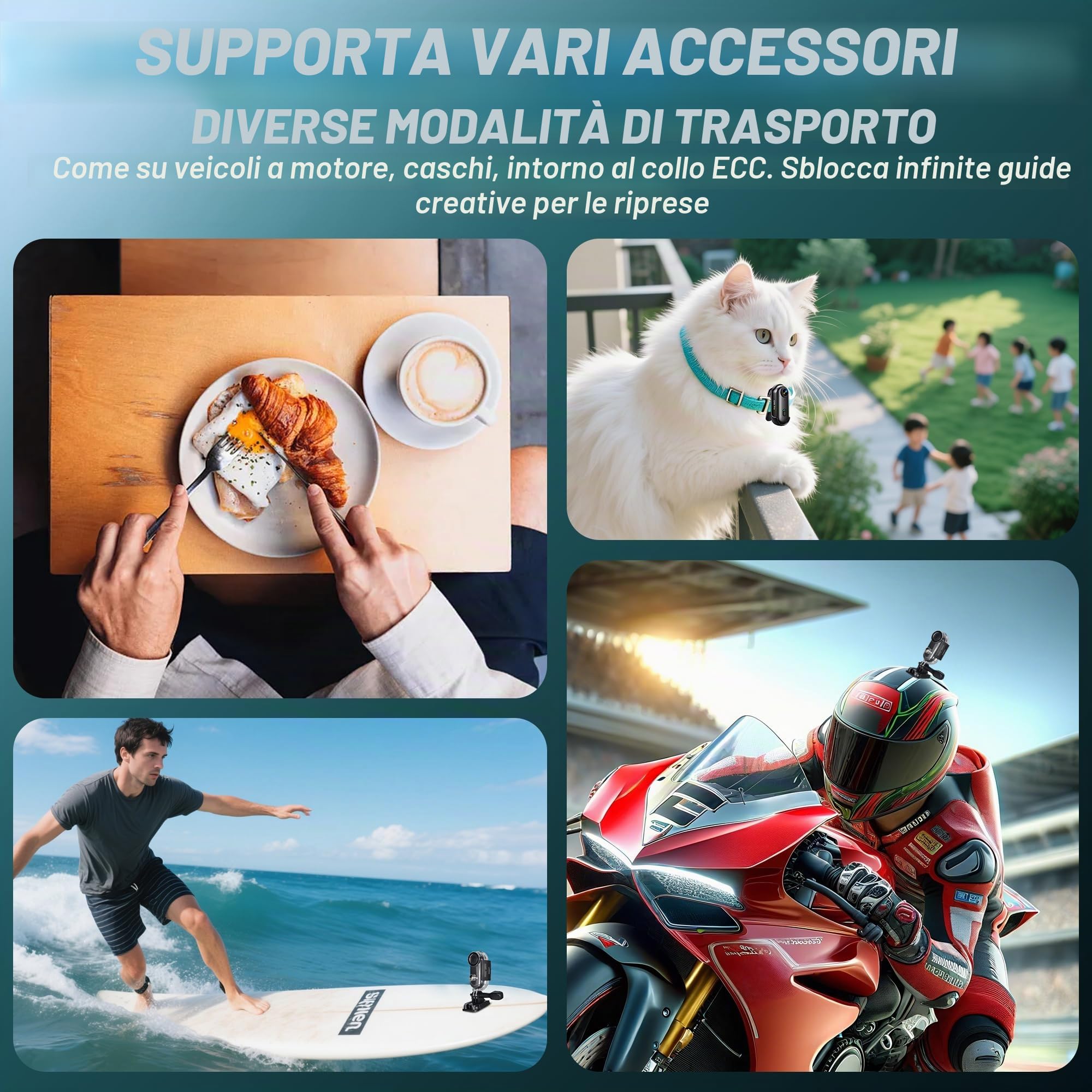 Mini Action Cam Con 16G, 1080P Fotocamera Subacquea Bodycam | Impermeabile Fino a 30 m, 360° Telecamera Moto, POV a Mani Libere, Fotocamera Per Casco, Polizia Professionale Per Vlogging