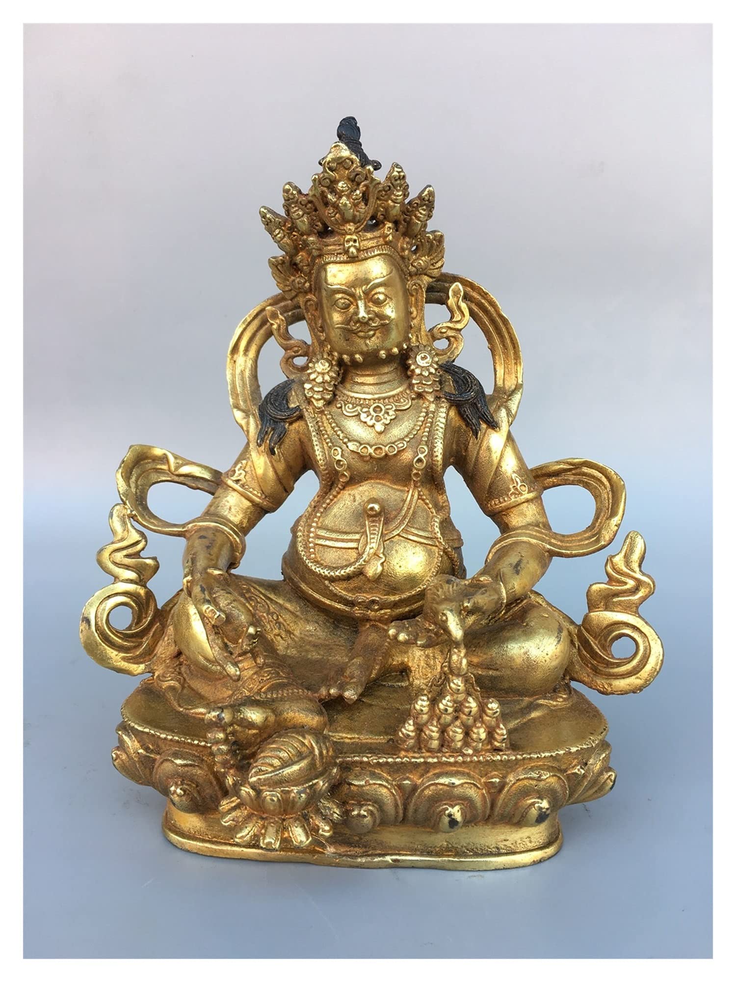 Statue en bronze richesse SurongL déco salon feng shui 20 cm jaune
