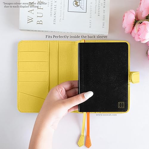 Miniatura 3 de NEORAH Funda para cuaderno A5 con botón a presión + diario de cuadrícula de puntos, funda de piel sintética + bucle para bolígrafo, 2 compartimentos