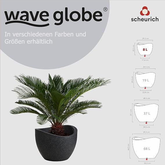 Plastic Transplanting Wave Globe Black Granite 30 cm/8 Litre Capacity