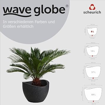 Plastic Transplanting Wave Globe Black Granite 30 cm/8 Litre Capacity