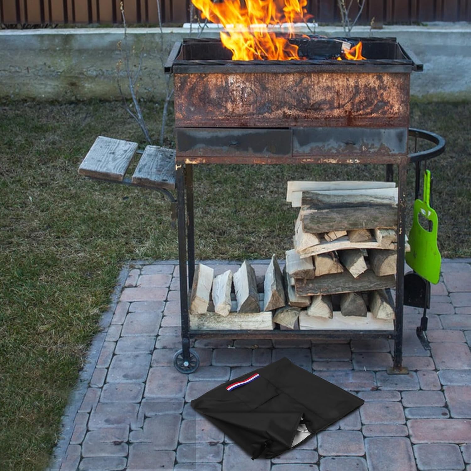 Heavy Duty Fire Pit Cover Square 30x30x25 Inch Waterproof Outdoor Patio Fire Table Cover Black Protective for Garden