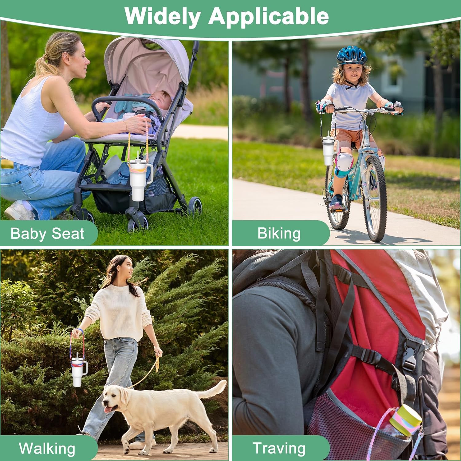 Water Bottle Handle, Silicone Portable Water Bottle Sling Carrier, Holder with Straps for Stanley Cup/Most Cups - Image 7