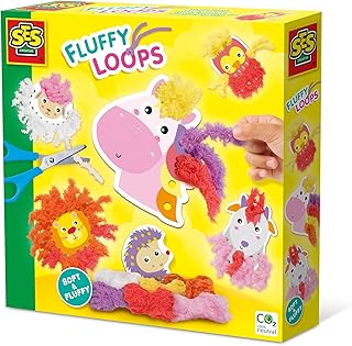 SES Creative 14010 Fluffy Loops-Soft Yarn Animales, Amarillo