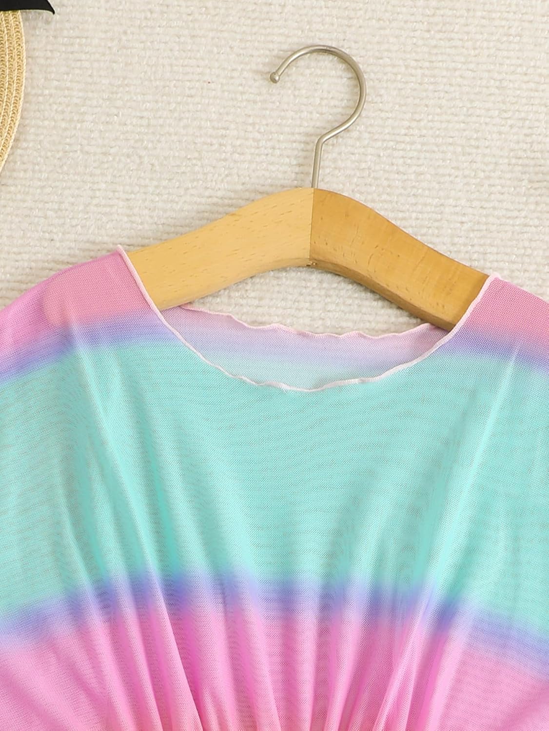 Girl's Beach Cover Up Gradient Loose Kimono Summer Dress Sheer Bathing Suits Beachwear Coverups