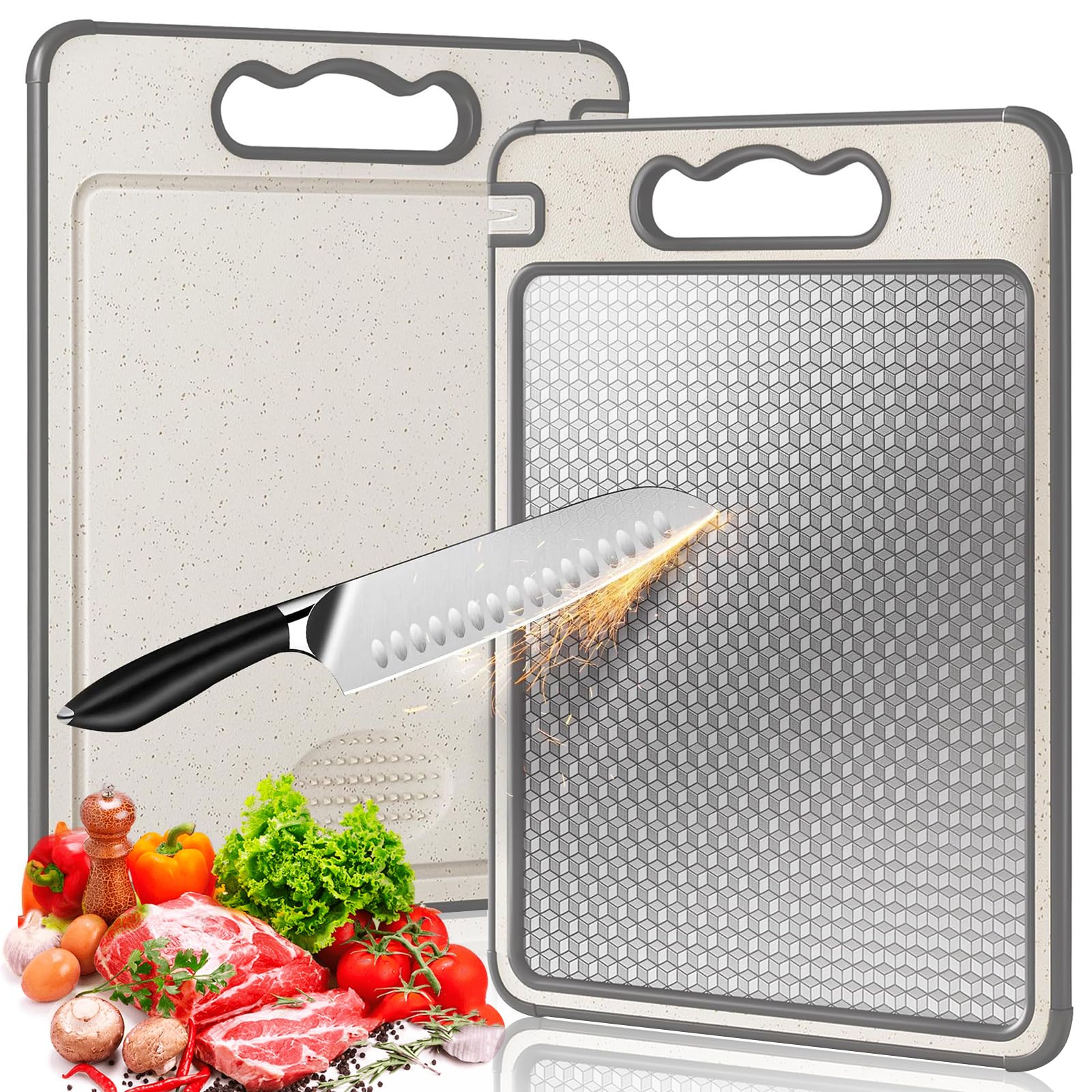 Tagliere Double-face In Acciaio Inox 304 E PP Paglia Di Grano – 37x25 Cm, Antiscivolo