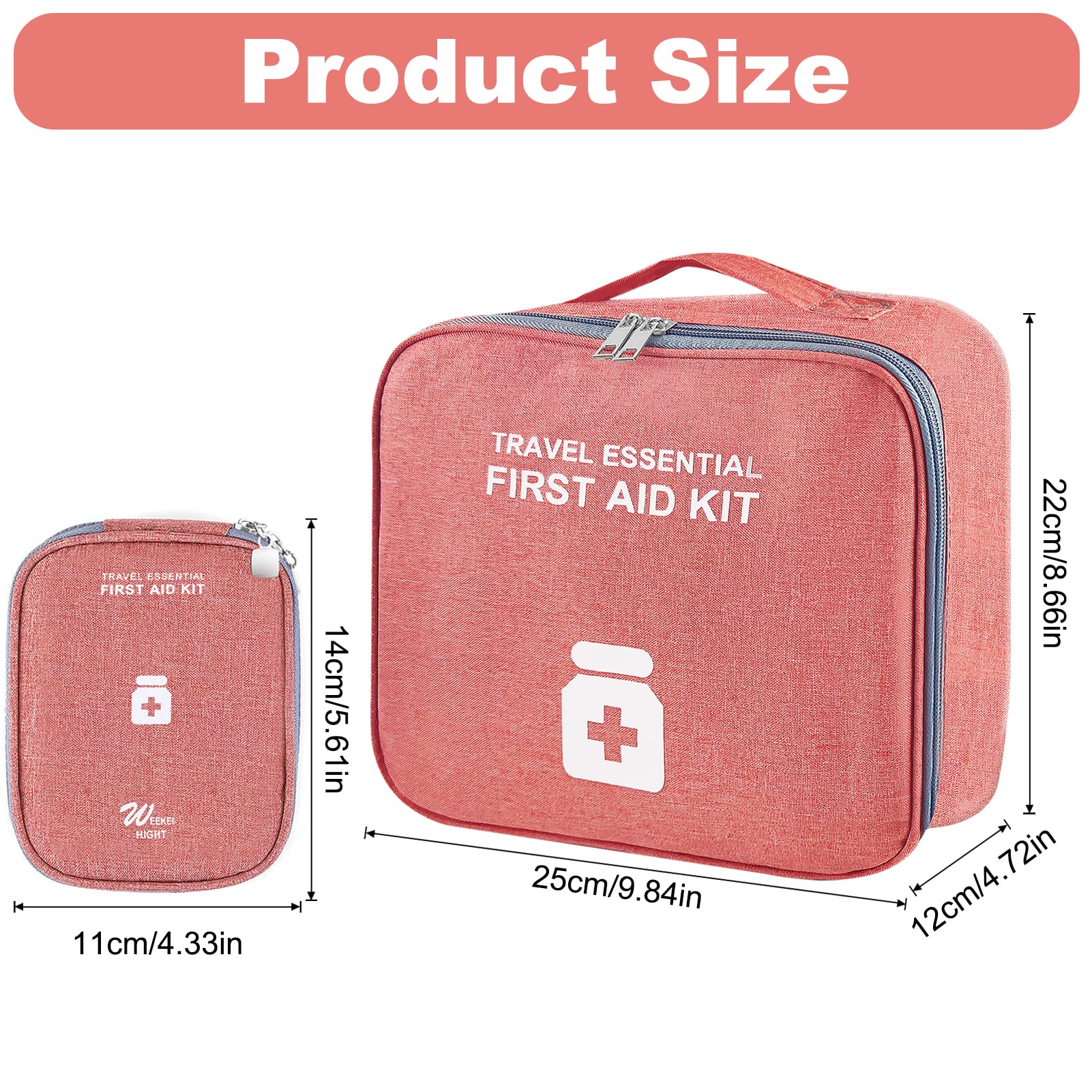 2Pcs Botiquín de Primeros Auxilios,Primeros Auxilios Portátil Bolsa,Kit de Primeros Auxilios,para Oficina,Hogar, Deportes, Viajes, Camping,Senderismo