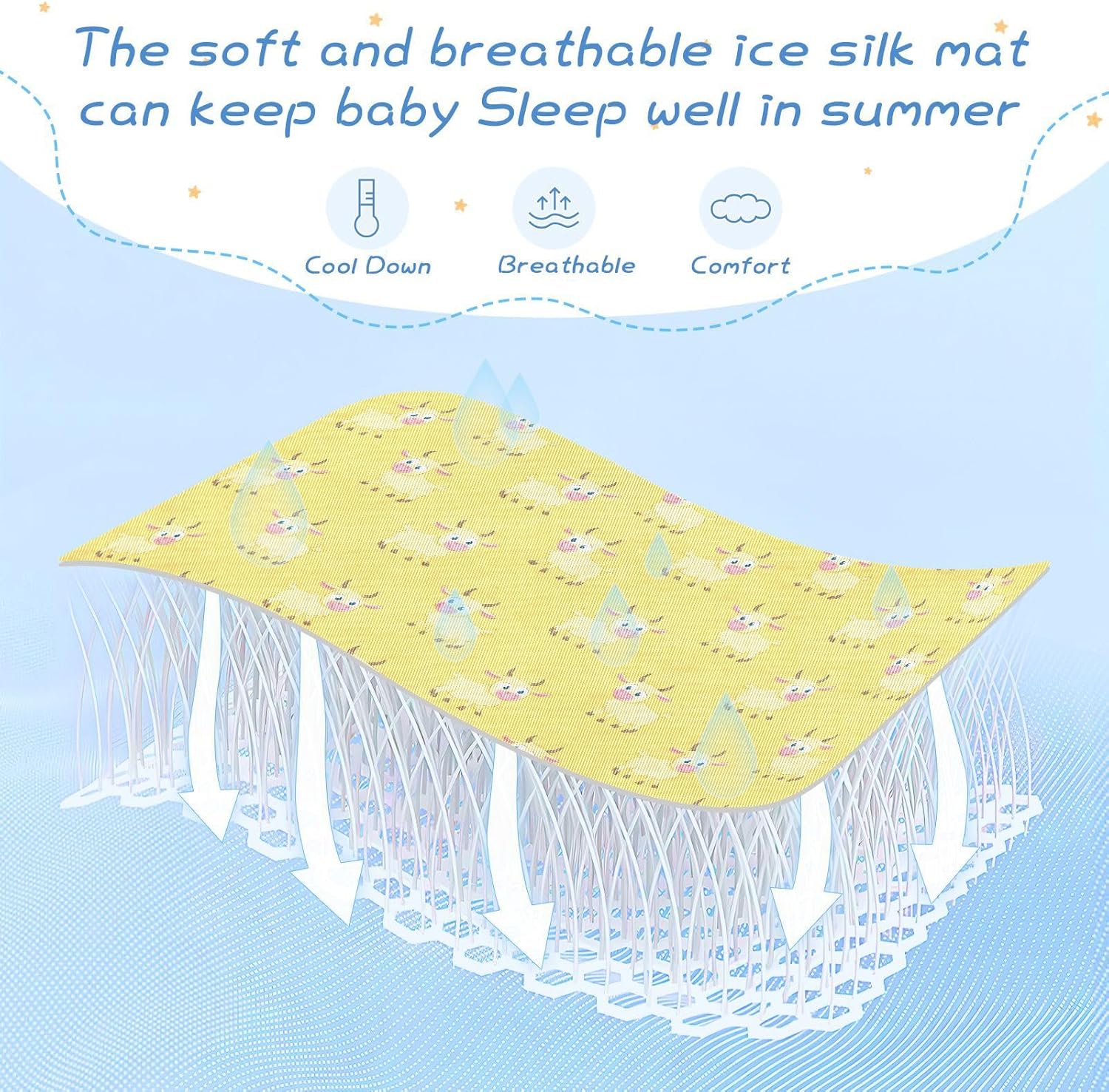 Anime Goat Pastel Yellow Cooling Baby Bed Mattress Protector 28" x 52" Reusable Pads for Bed for Toddler