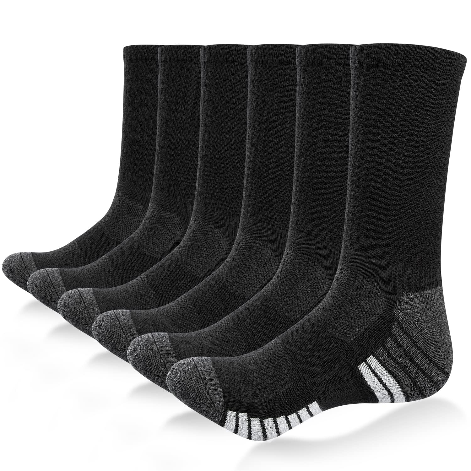 Benirap Mens Socks Breathable Wicking Work Socks Cushion Athletic Casual Crew Outdoor Sports Sock Multipack Performance Hiking Walking Running Trekking(6 Pairs)