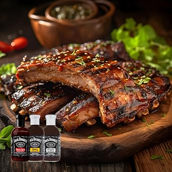 BBQ Sauce Set Bundle With Jack Daniels Original BBQ Sauce 553g, Jack Daniels Honey BBQ Sauce 553g & Jack Daniels Sweet & Spicy BBQ Sauce 553g (3 pack)