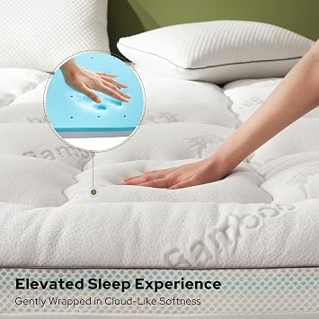 BEDLORE Mattress Topper Kingsize Bed,2-in-1 Dual Layer Design (2