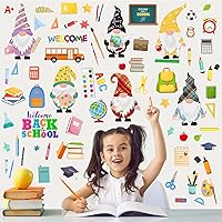 Vista 6 de 74 piezas de calcomanías adhesivas para pared de regreso a la escuela, calcomanías de acuarela, decoraciones de gnomo, búho, autobús, calcomanías
