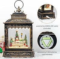 Vista 63 de Globos de Nieve de Navidad, Farol de Agua de Navidad con Carruaje e Iglesia Azul, Música y Temporizador de 6 Horas, Faroles Iluminados con Cable