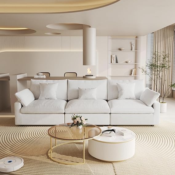 Cloud Couch Modular Sectional Sofa,119.2" 3-Seater Washable Covers