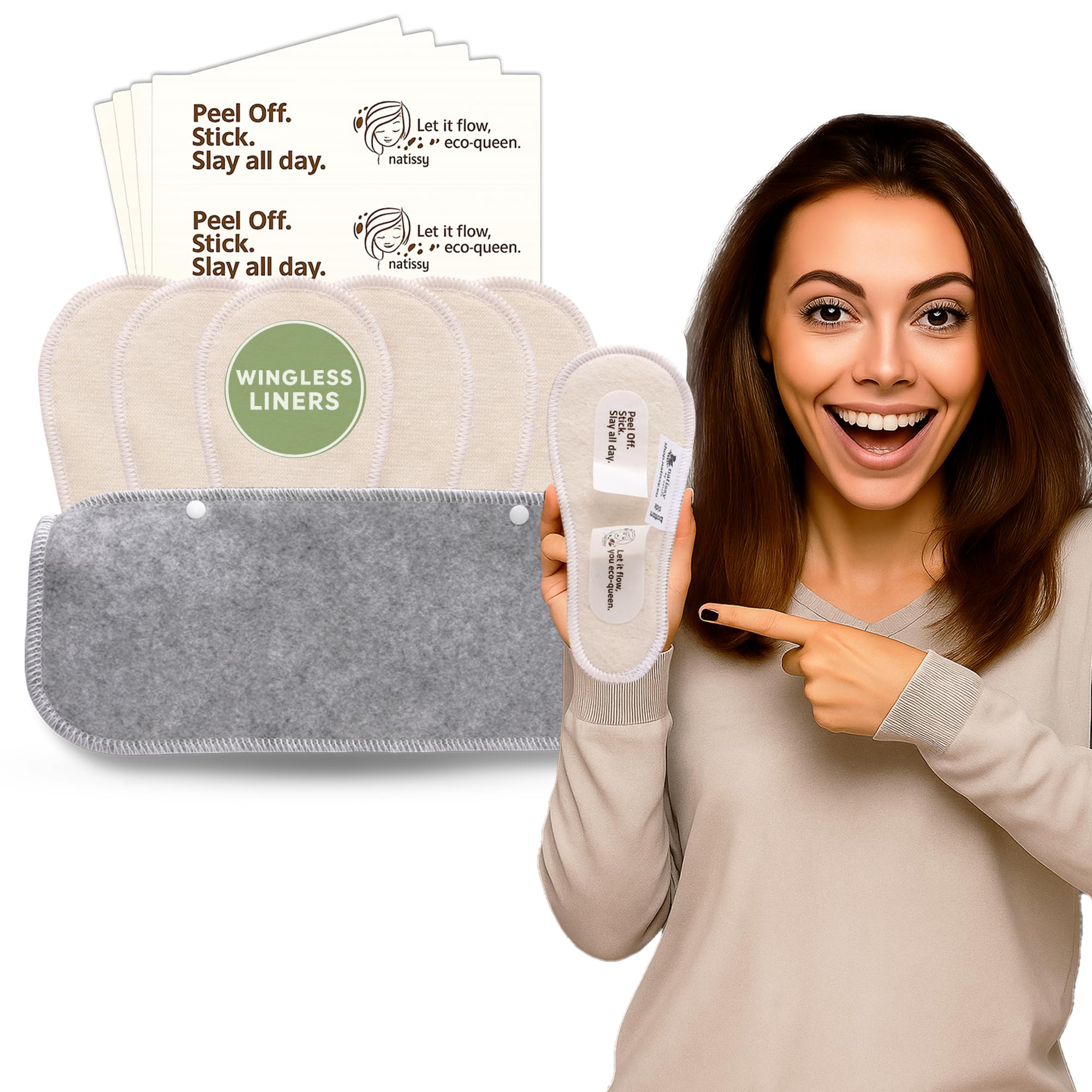Natissy Salvaslip Riutilizzabili Senza Ali in Cotone Biologico per Donna, Lavabili, Traspiranti, Morbidi, Senza Odori e Senza PUL - Set 7 pz Tanga - Made in EU