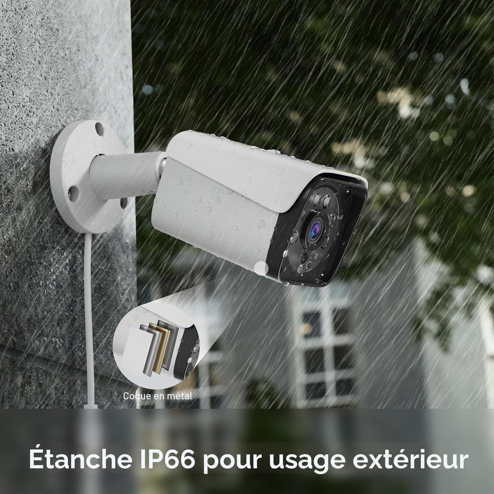 Système de caméra de sécurité filaire extérieur, 4 canaux 5 MP Lite AHD DVR avec disque dur 500 G, 4 caméras de vidéosurveillance filaires 5 MP, kit DVR de surveillance intérieur/extérieur avec