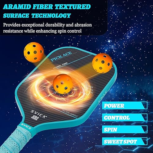 Miniatura 5 de Carbon Fiber Pickleball Paddle 16mm  Professional Pickleball Paddles with Superior Control, Power & Spin  Extended Handle for Two-Handed Grip, USAPA