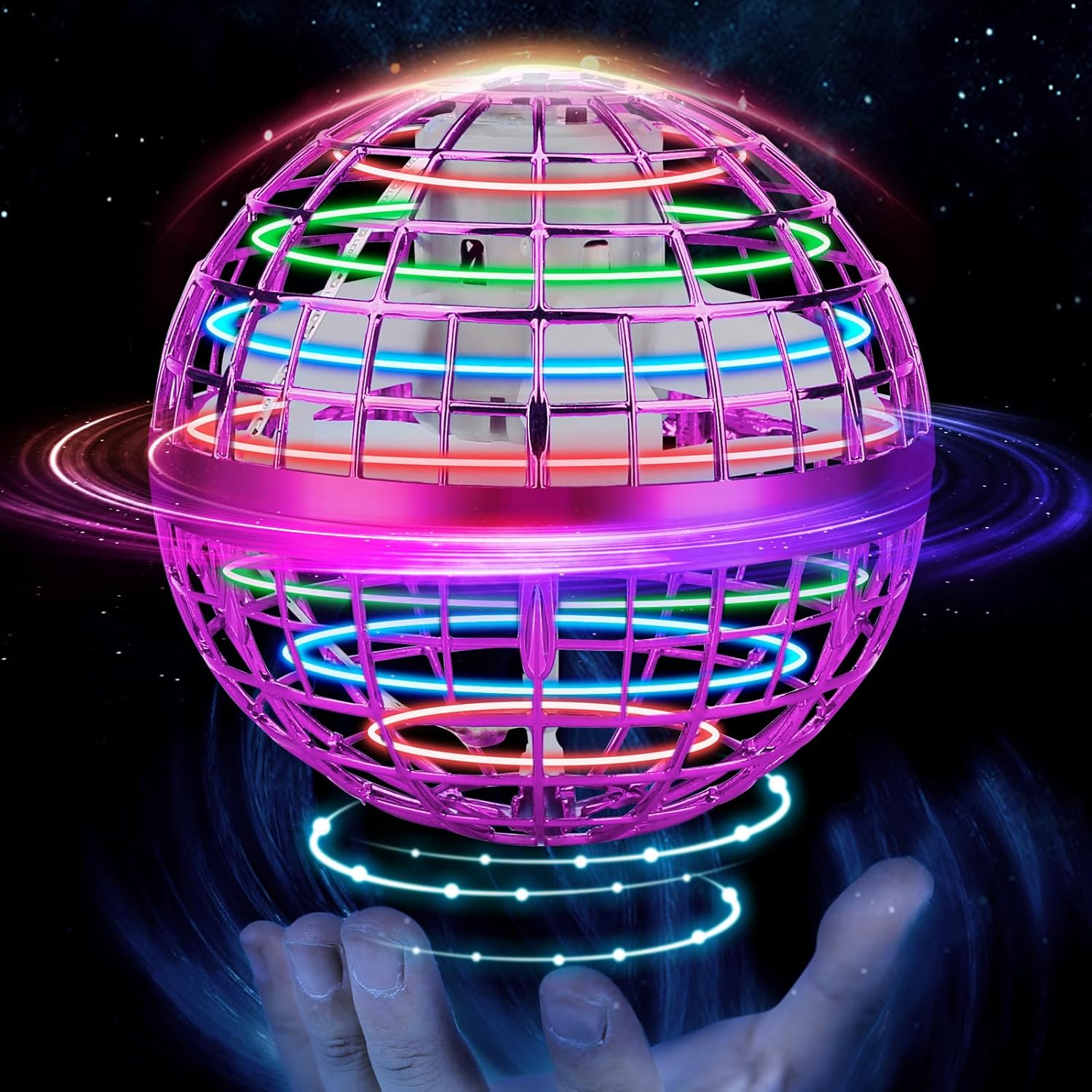 2026 Flying Orb Ball Toy, Hover Ball Fly Fidget Spinner, Cool Toys Gifts for 6 7 8 9 10 11 12+ Years Old boy Girls Teens, Hand Mini Drone Cosmic Globe, Indoor Outdoor Toys Purple