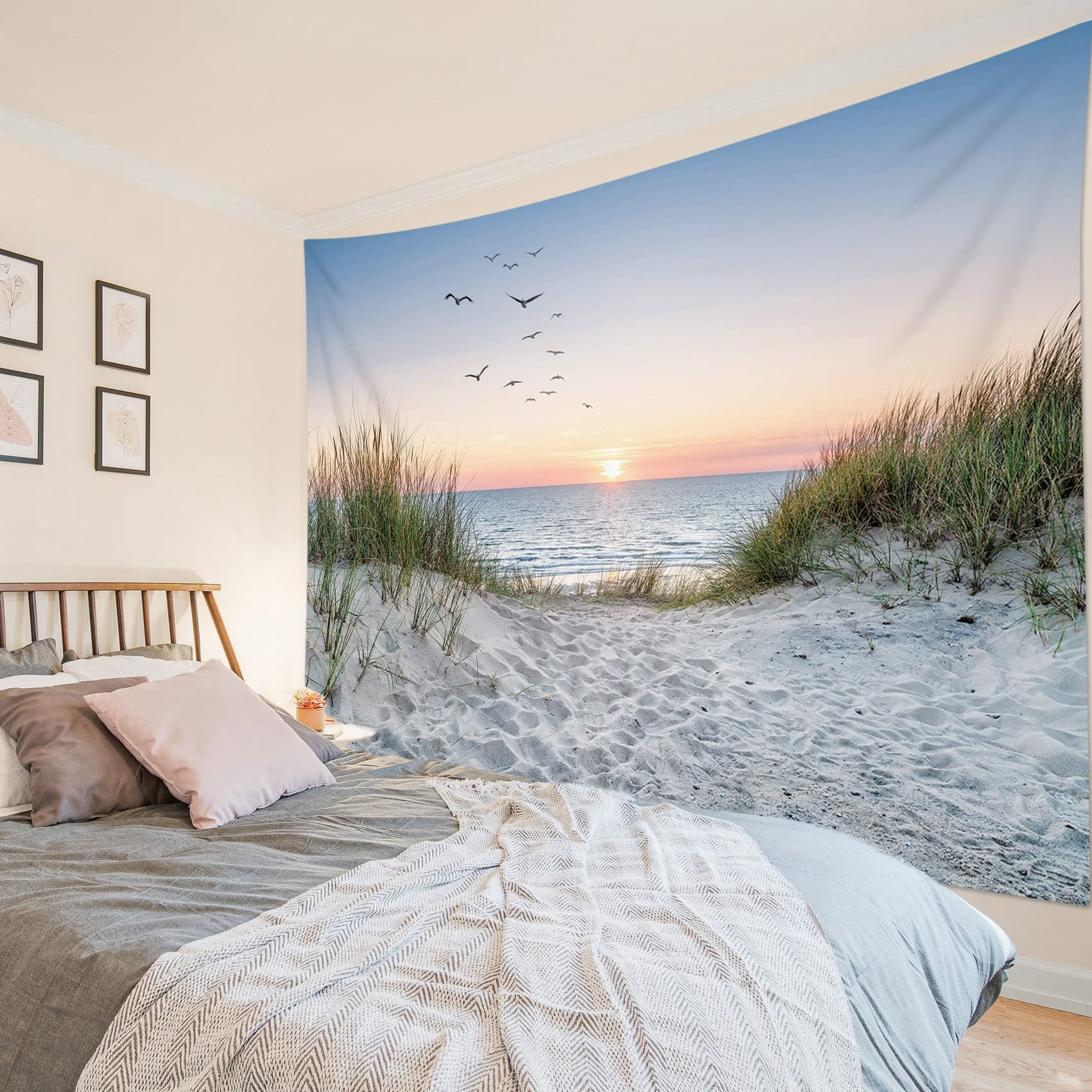 Morbuy Arazzo da Parete Grande novità Interessante, Hippie Poliestere Stampa Home Decor Tappeti da Parete Casual Picnic Telo Mare, 3D Città Moderna (Alba,150 x 230cm