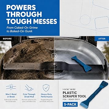 Bojo Tools 1-9/16 Wide Plastic Scraper Tool, Heavy Duty, 5-Pack