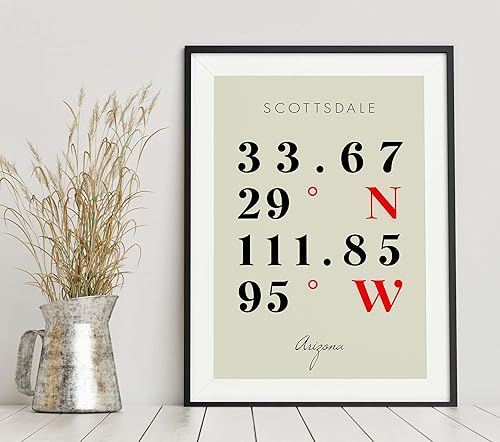 Miniatura 6 de Mapa de Scottsdale, Arizona, Coordenadas Multilíneas de Colores (12x16)